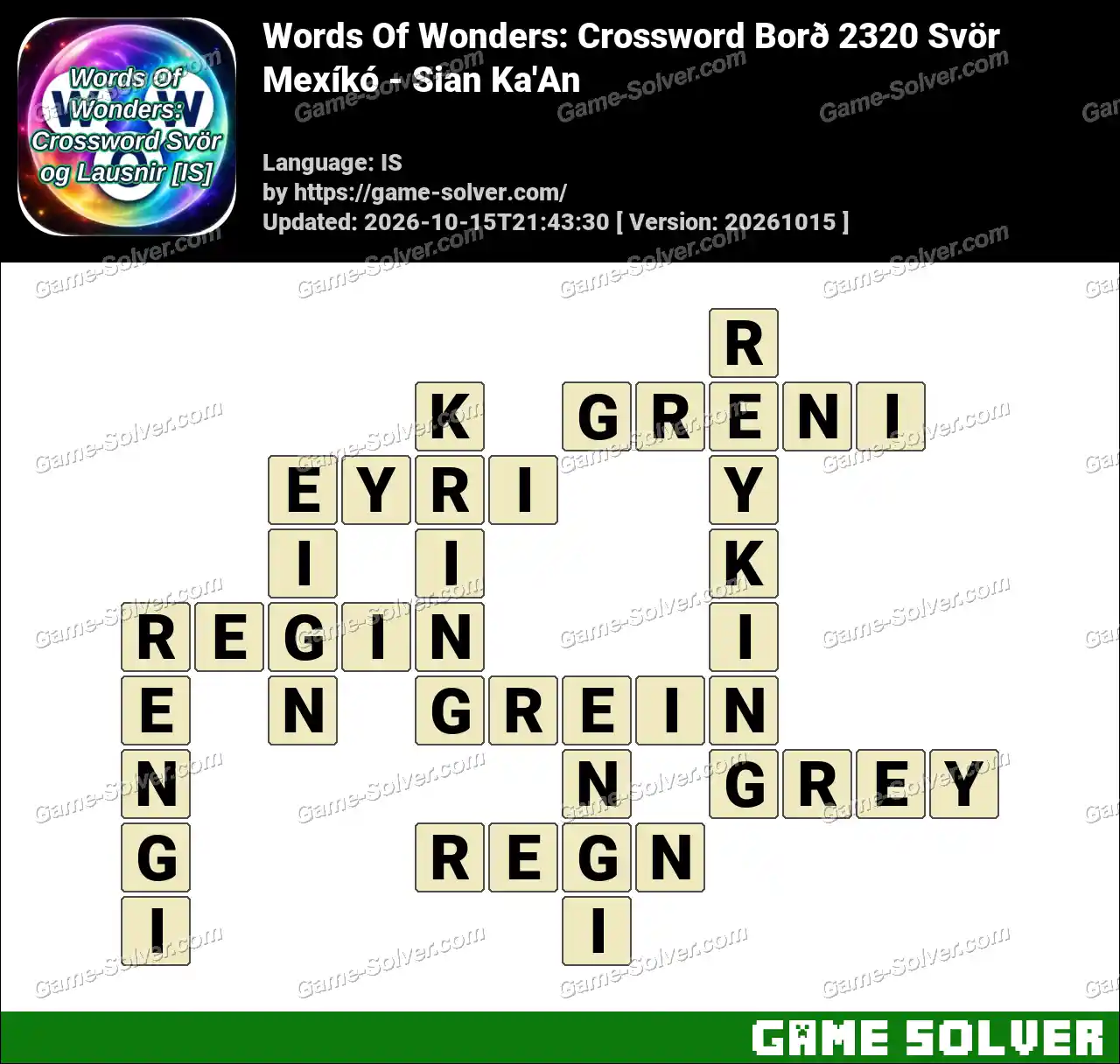 Words Of Wonders: Crossword Borð 2320 Svör – Mexíkó – Sian Ka’An